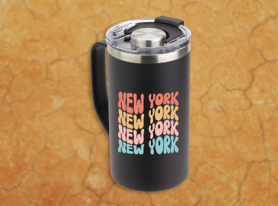 Custom imprinted Travel Mugs for New York, NY with a local business logo
